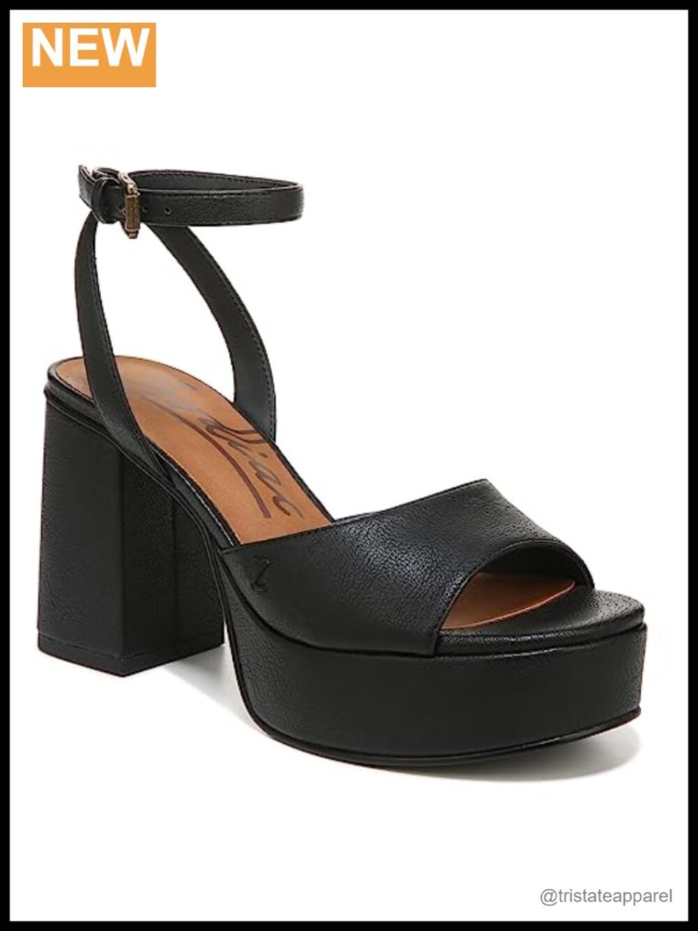 Women's Faux Leather Platform Block Heel Sandals with Ankle Strap